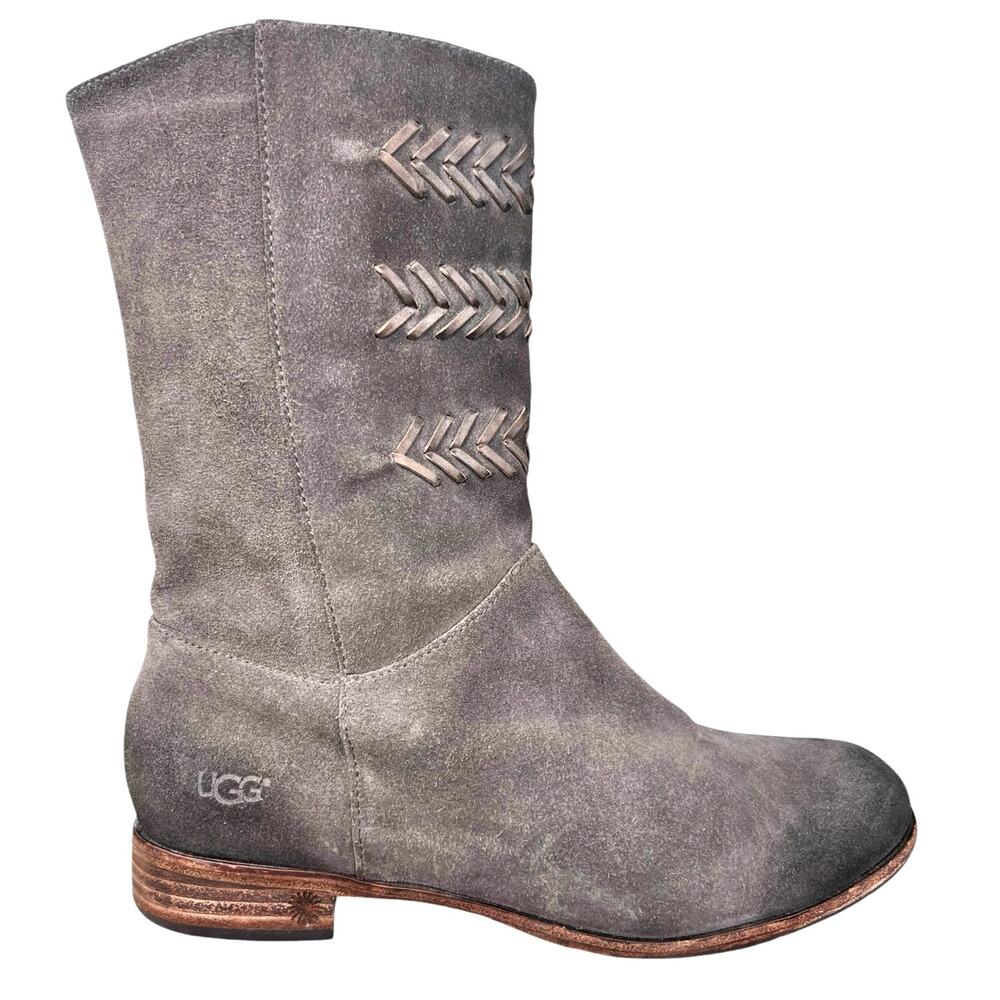 UGG Women’s Cailyn Distressed Grey Suede Western Ankle Boot Size US 7.5